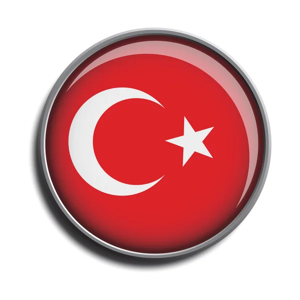 Zászló ikon web gomb Törökország — Stock Vector