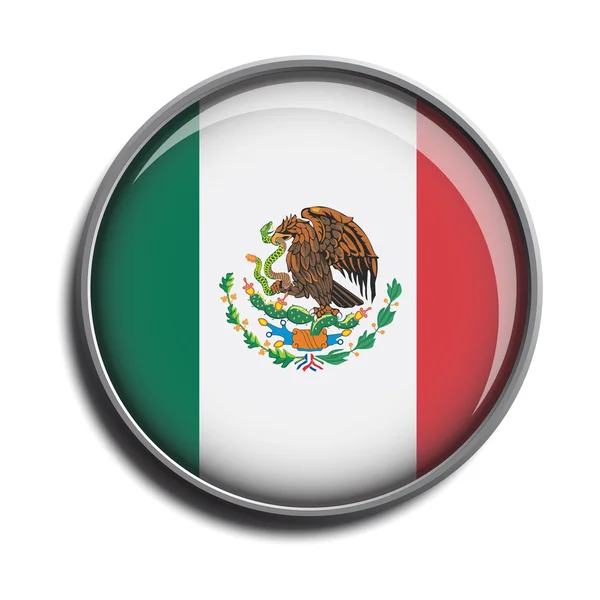 Flaga ikona sieci web przycisk Meksyk — Wektor stockowy