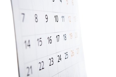 gün sayısı ile bir takvim yaprağı