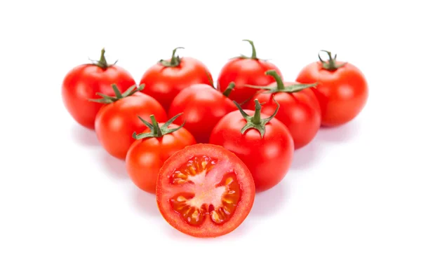 Sommige rode tomaten op een witte achtergrond — Stockfoto