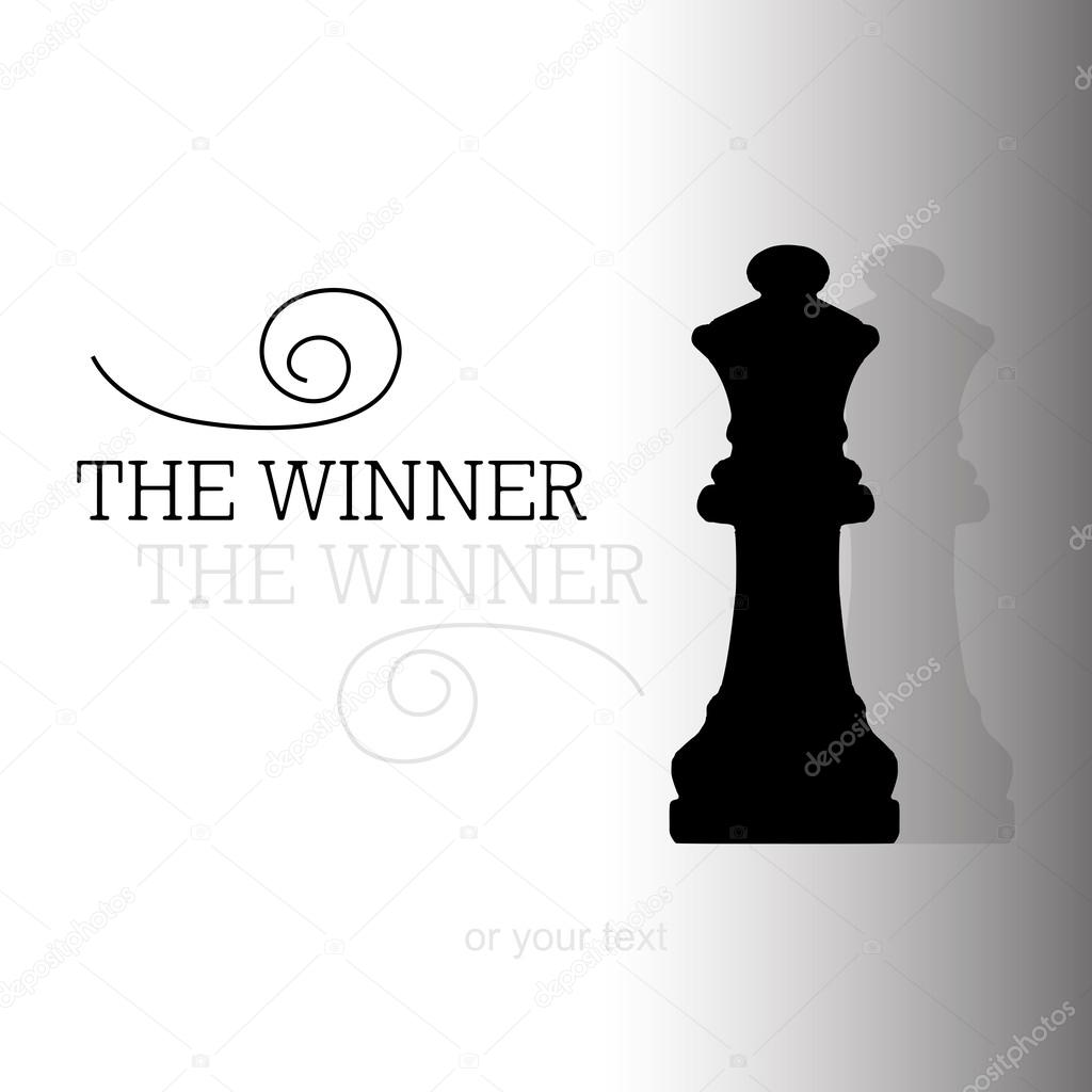 Black chess queens with shadow and sample text on white grey gradient background