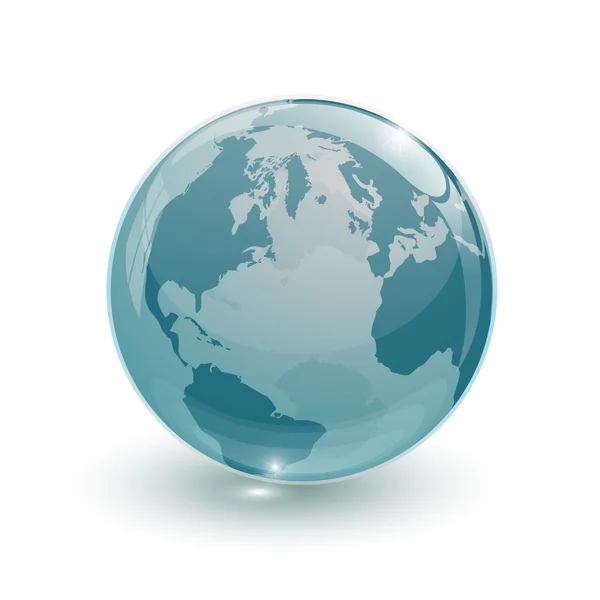 Globo de vidro terra mapa 3d azul — Vetor de Stock