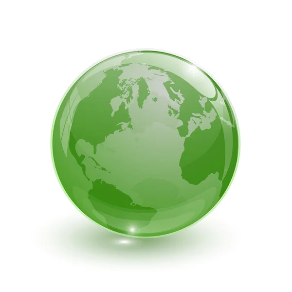 Globo de vidro terra mapa 3d verde — Vetor de Stock