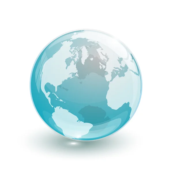 Globo de vidro mapa terra 3d cristal azul — Vetor de Stock