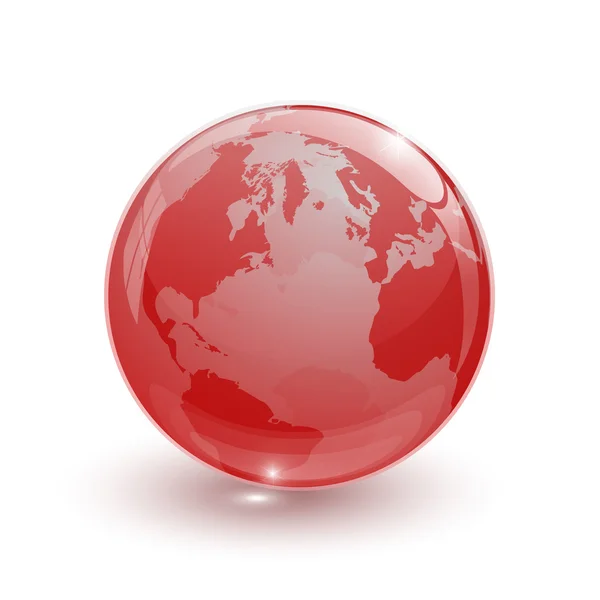 Glass globe earth map 3d red — Stock Vector