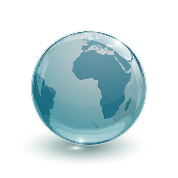 Glas globus jorden kort 3d blå – Stock-vektor