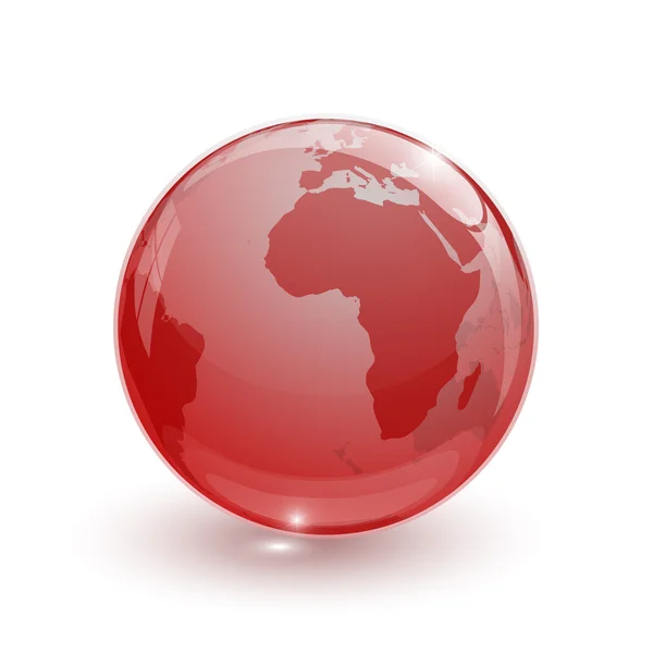 Glass globe earth map 3d red — Stock Vector