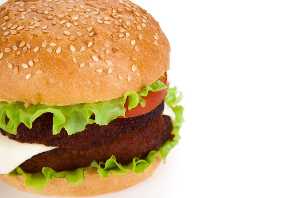 白い背景の上の大きなハンバーガー — ストック写真