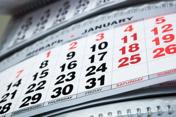 Kalendarz ścienny kalendarz z liczbą dni — Zdjęcie stockowe