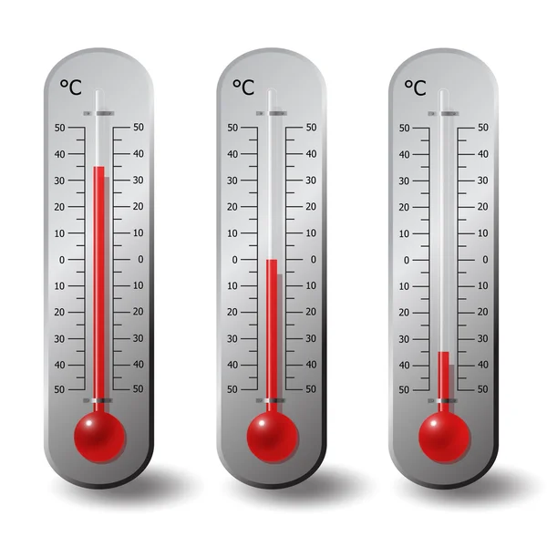 Termometre derece celsius seti — Stok Vektör