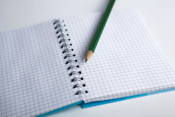 Pencil on the checkered paper exercise book Royalty Free Stock Photos