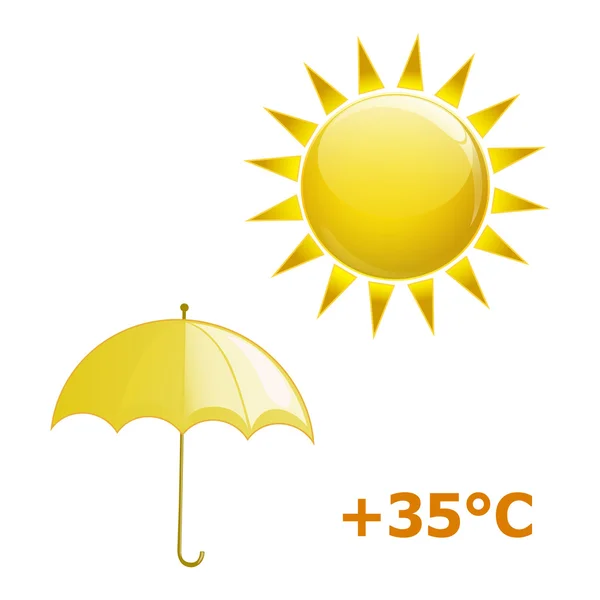 太阳伞和太阳 — 图库矢量图片