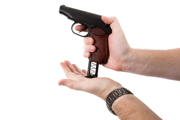 Man's hand holding a pistol Makarov — Stock Photo, Image