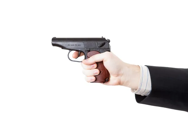 Main de l'homme tenant un pistolet Makarov — Photo