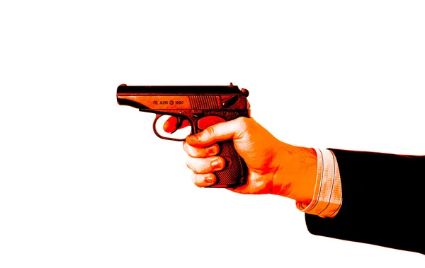 Mano dell'uomo che tiene una pistola sangue Makarov — Foto Stock