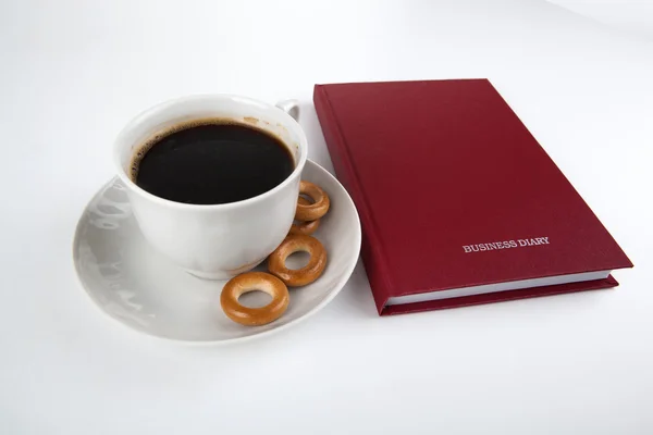 Diário de negócios com xícara de café 2 — Fotografia de Stock