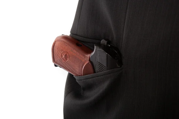 Makarov pistol in the pocket of a person — Stock Photo, Image