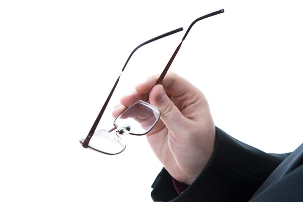 Man's hand holds glasses — Stock Photo, Image