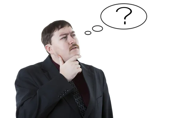 Portrait of a man thinking question — Stock Photo, Image