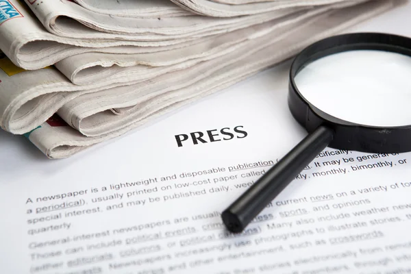 Document with the title of press — Stock Photo, Image