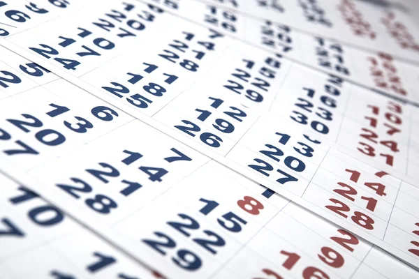 Feuilles de calendrier mural avec le nombre de jours — Photo