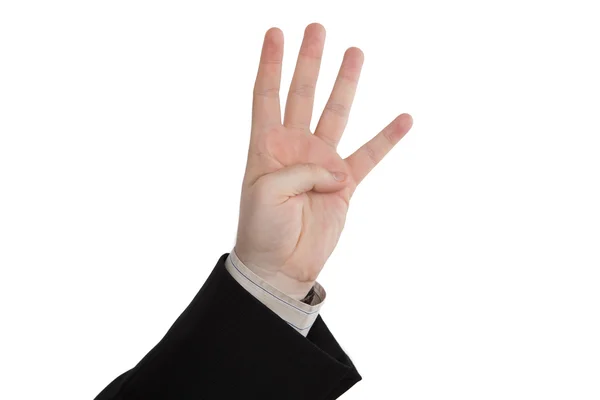 Male hand showing four fingers — Stock Photo, Image