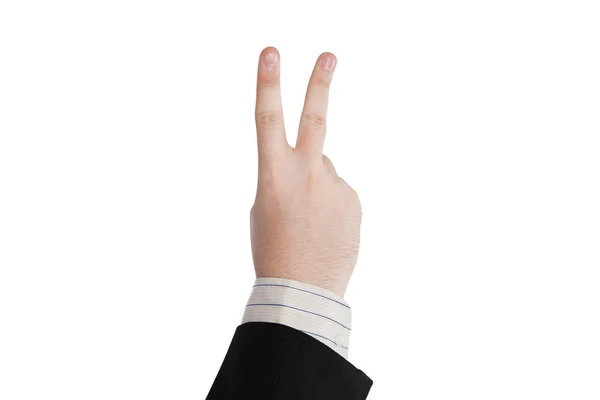 Mão masculina mostrando dois dedos — Fotografia de Stock