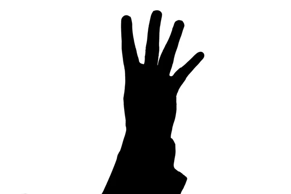 Männerhand zeigt vier schwarze — Stockfoto