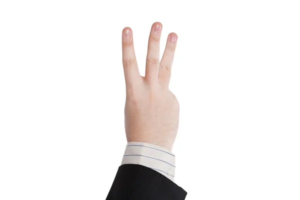 Mano masculina mostrando tres dedos — Foto de Stock