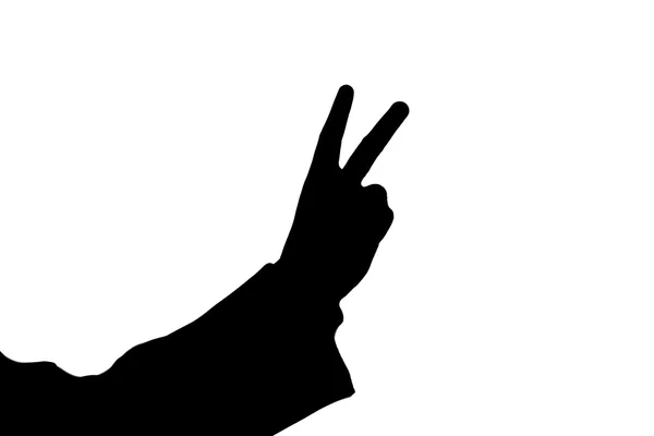 Männliche Hand zeigt zwei Finger schwarz — Stockfoto