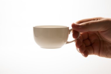 Cam bardak ve tabak içinde el portre