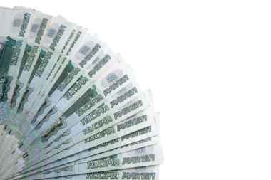 bir beyaz üzerine 1000 ruble cinsinden banknot