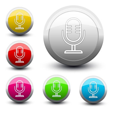 düğme sesli mikrofon renk simgesi renkli set
