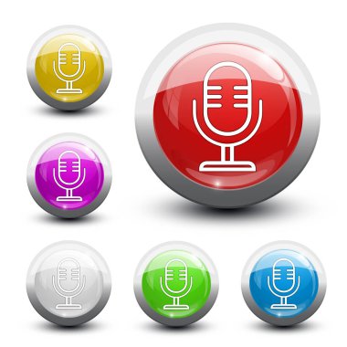 düğme sesli mikrofon renk simgesi renkli set