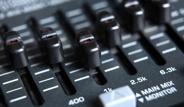 Sound Mixer Many Faders Close Equalizer — Stockfoto