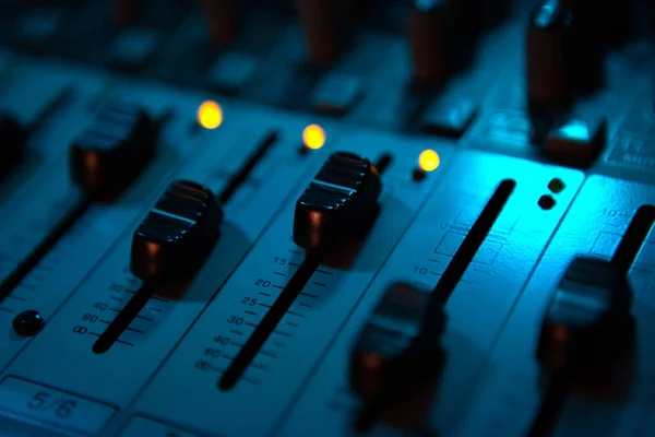 Sound Mixer Faders Close Disco Music — Stockfoto