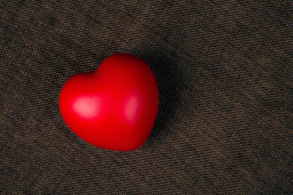 One Large Red Heart Textile Background Top View — Stok fotoğraf