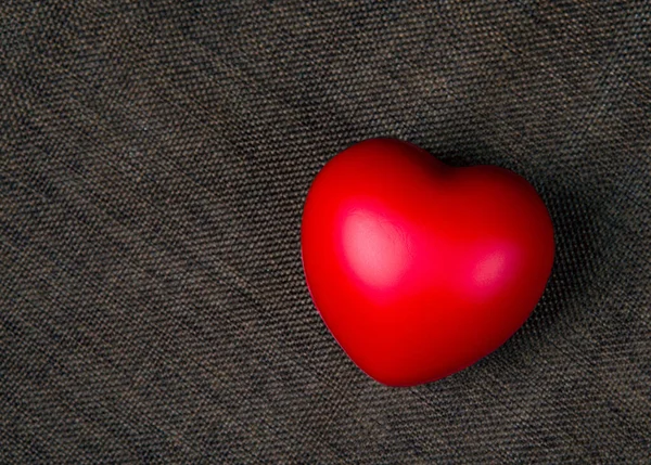 One Large Red Heart Textile Background Top View — Stockfoto