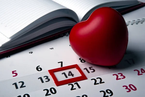 February One Large Red Wall Calendar Date Close — Stockfoto