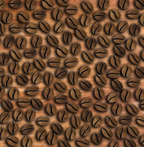 焙煎したコーヒー豆を木の背景イラストで — ストック写真