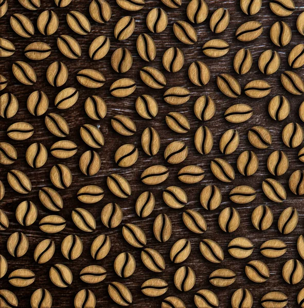 焙煎したコーヒー豆を木の背景イラストで ロイヤリティフリーのストック写真