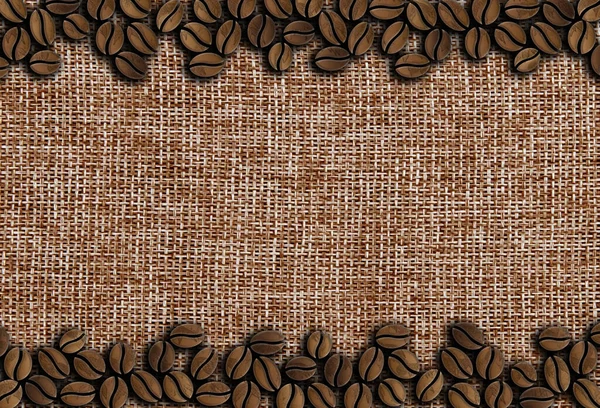 Pražená Kávová Zrna Řadě Dřevěném Pozadí Ilustrace — Stock fotografie