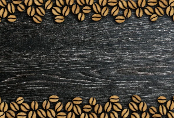 木の背景のイラストにコーヒー豆のロースト ロイヤリティフリーのストック写真