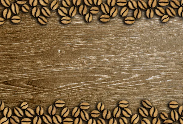 木の背景のイラストにコーヒー豆のロースト ストック画像