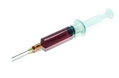 beyaz izole kan şırınga