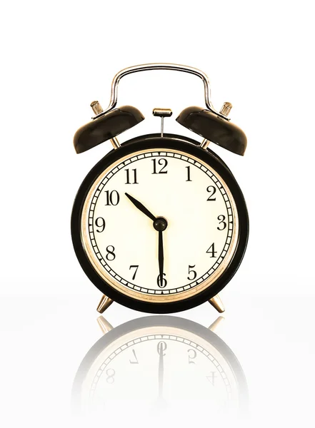 Alarm clock Reflection isolated on white — Stock Photo, Image