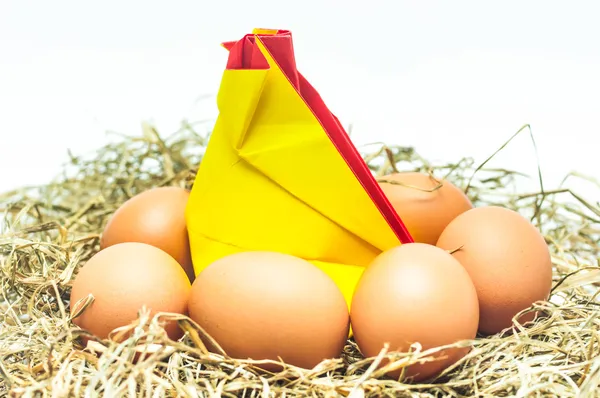 Las gallinas incuban los huevos en las — Foto de Stock