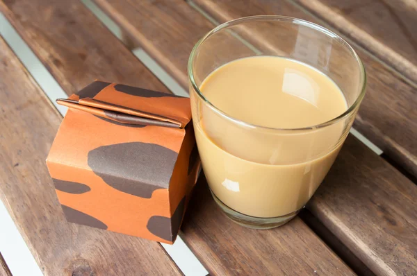 Glas koffie melk — Stockfoto