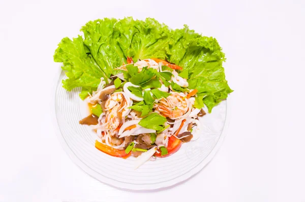 Pittige zeevruchten salade warm en zure — Stockfoto