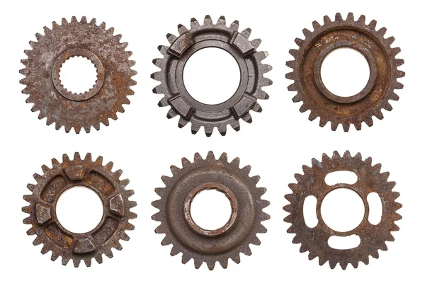 Zes Rusty Gears — Stockfoto